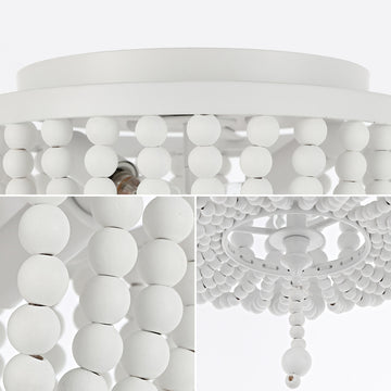 Allison 15" Wood Beaded/Metal LED Flush Mount